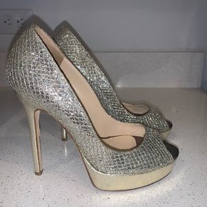 Jimmy Choo Silver/Gold Glitter Heels 35